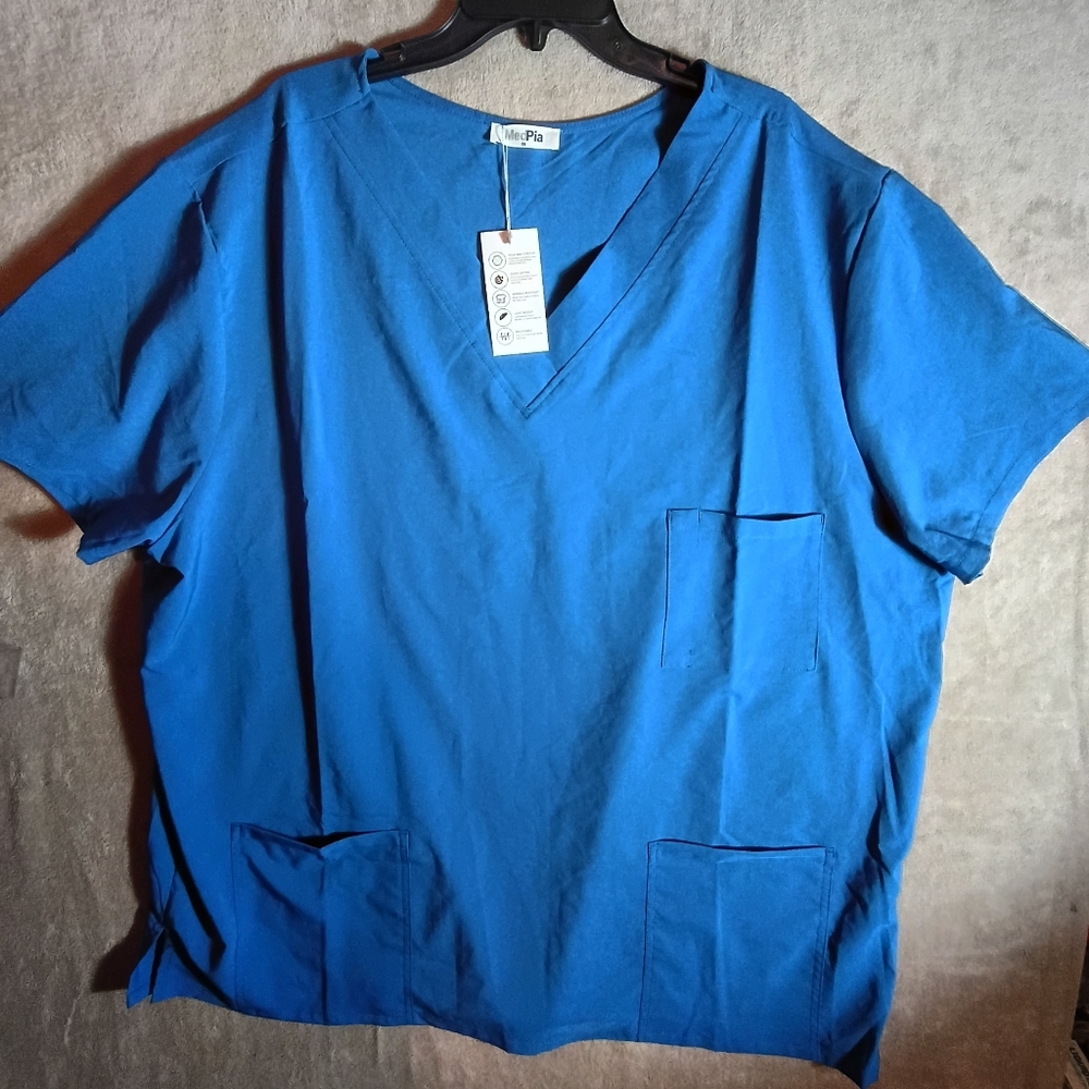 Medpia Women’s 5X Blue Scrub Top Comfortable Medical Uniform Workwear